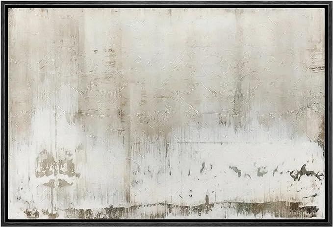 wall26 Framed Canvas Print Wall Art Pastel Minimal Grunge Brown White Paint Strokes Abstract Shap... | Amazon (US)