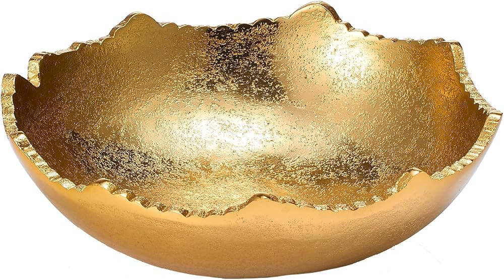 Decorative Gold Moon Decorative Metal Torn Hammered Asymmetrical Centerpiece Bowl with Pointed Ed... | Amazon (US)