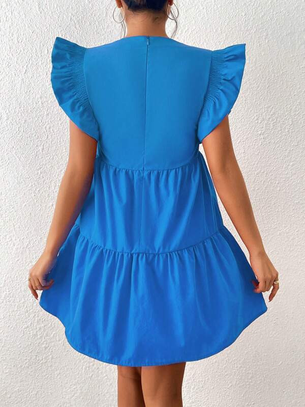 SHEIN Frenchy Ruffle Trim Smock Dress | SHEIN