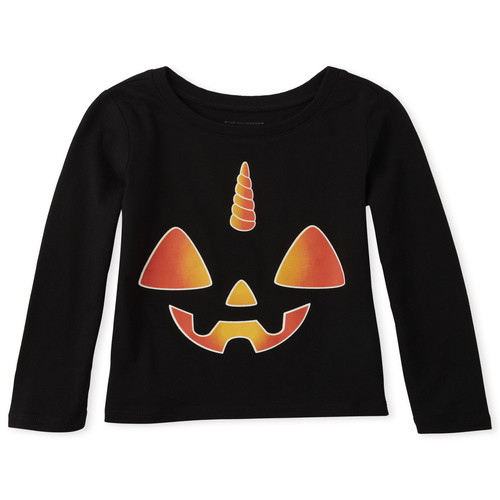 Baby And Toddler Girls Matching Family Halloween Glow Pumpkin Graphic Tee | The Children's Place