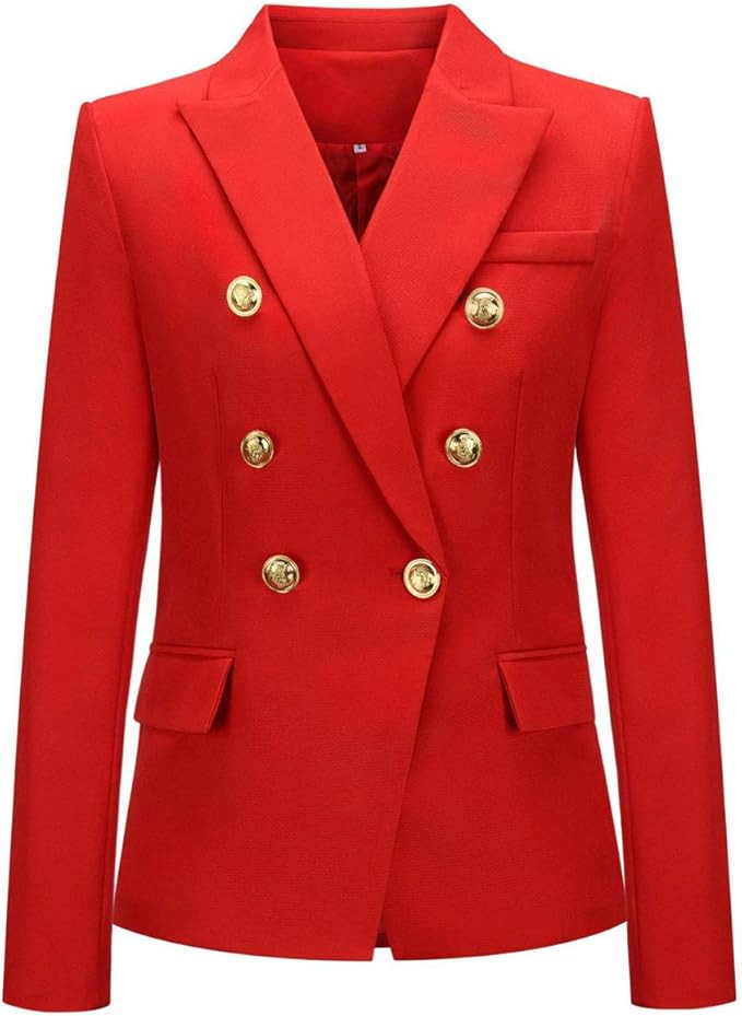 chouyatou Women's Vintage Double Breasted Slim Fit Dress Suit Blazer Jacket | Amazon (US)
