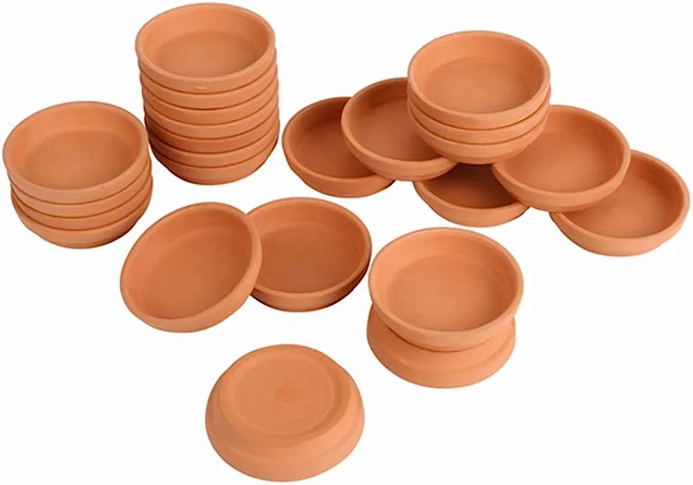 FCFKUK 24pcs Terra Cotta Saucer, 3.2-inch Small Mini Clay Pots Tray, Suitable for 3inch, 2.5inch,... | Amazon (US)