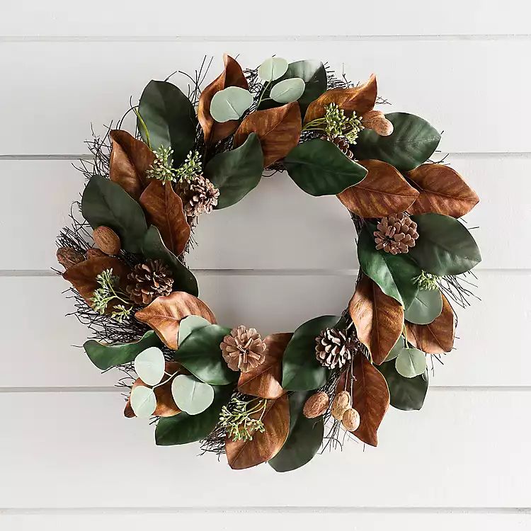 Magnolia Leaf and Pine Cone Wreath | Kirkland's Home