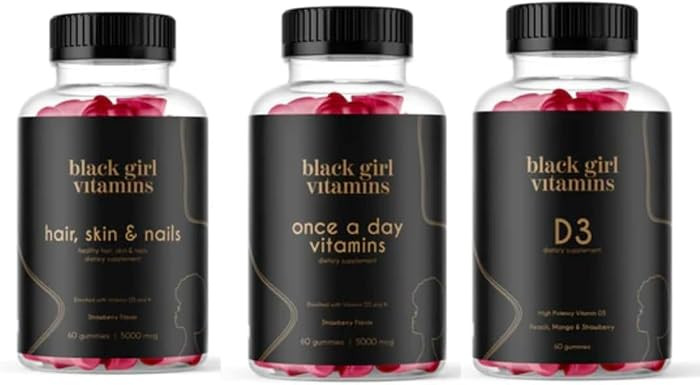 Black Girl Vitamins Look Good Feel Good Bundle \u2013 Hair Skin & Nails, Vitamin D3 2000IU & Once... | Amazon (US)