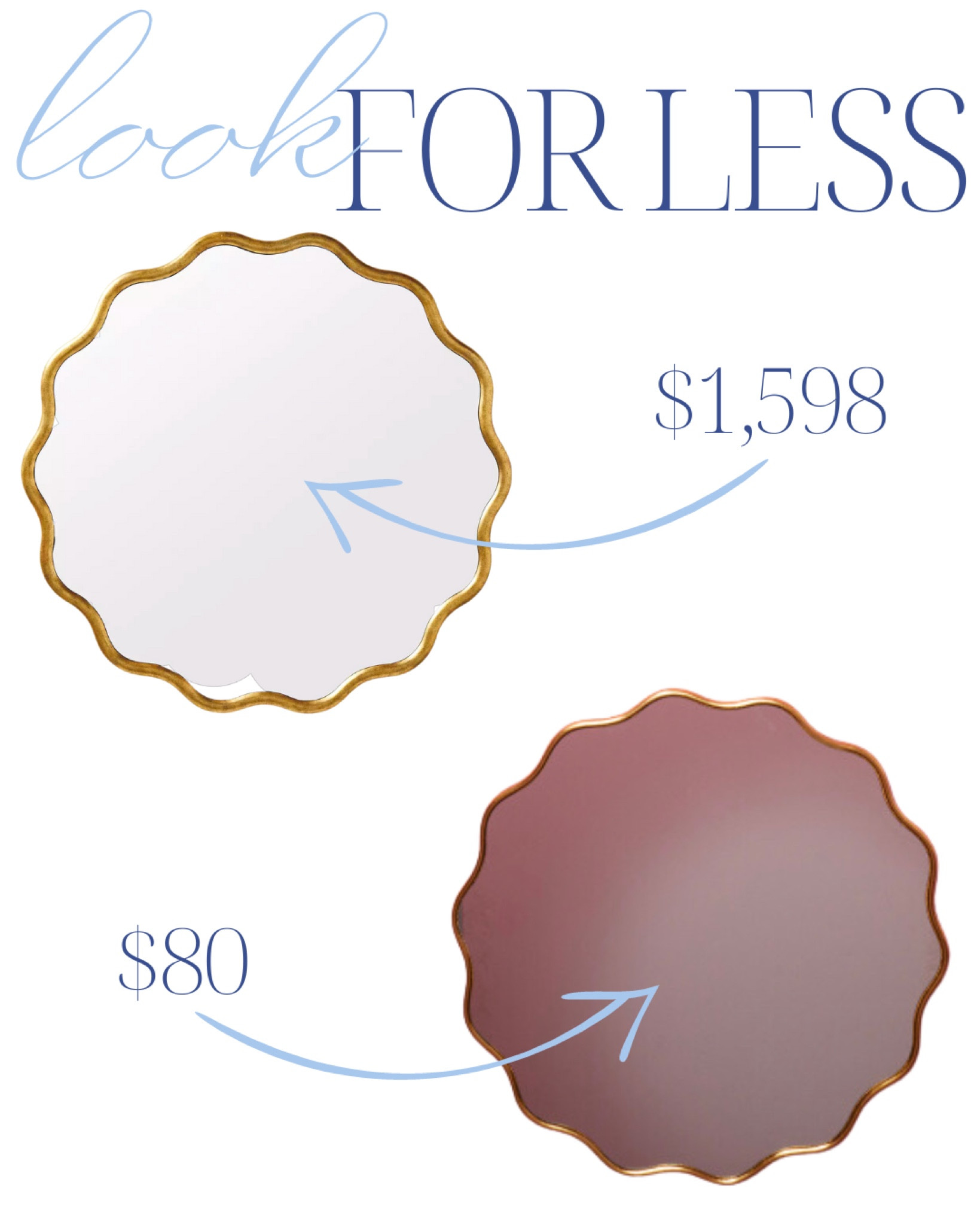 Gold, wavy mirror, scalloped mirror look for last designer mirror, coastal grandmillennial, home, home, decor classic home, traditional home

#LTKhome #LTKunder100