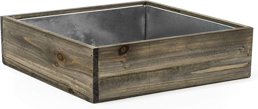 CYS EXCEL Wood Square Planter Box with Removable Zinc Metal Liner (H:4" Open:12"x12") | Multiple ... | Amazon (US)