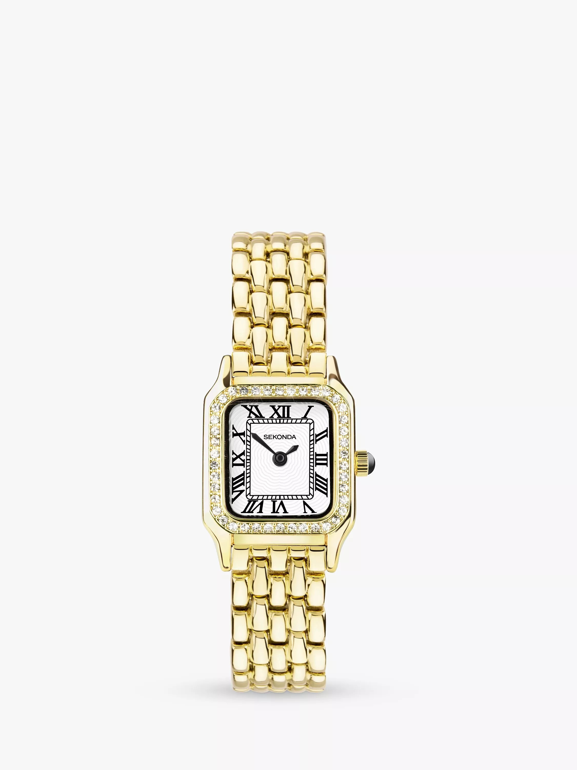 Sekonda Women's Monica Crystal Rectangle Dial Bracelet Strap Watch | John Lewis (UK)