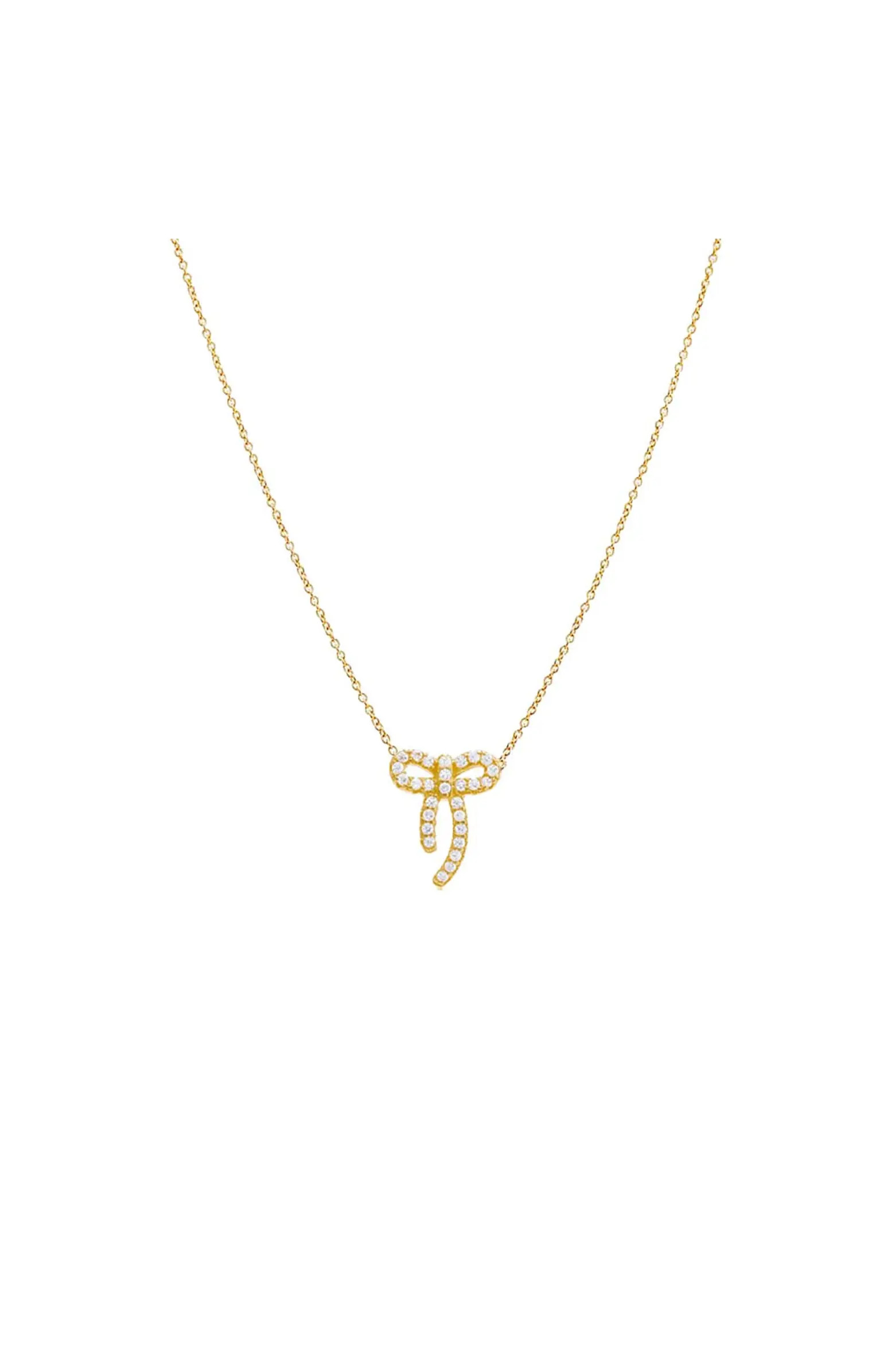 BY ADINA EDEN Petite Pave Bow Tie Pendant Necklace | Nordstrom | Nordstrom
