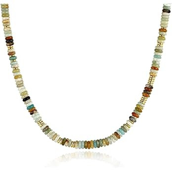 KissYan Boho Beaded Choker Necklace for Women, Gemstone Choker Natural Stone Freshwater Pearl Sur... | Amazon (US)