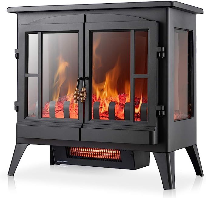 Xbeauty Electric Fireplace Stove, Freestanding Fireplace Heater with Realistic Flame, Indoor Elec... | Amazon (US)