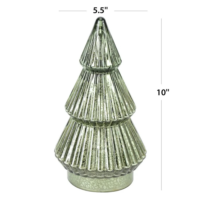 Better Homes & Gardens 10‘’  Decorative Tabletop Christmas Tree in Mercury Ribbed Green Glass... | Walmart (US)