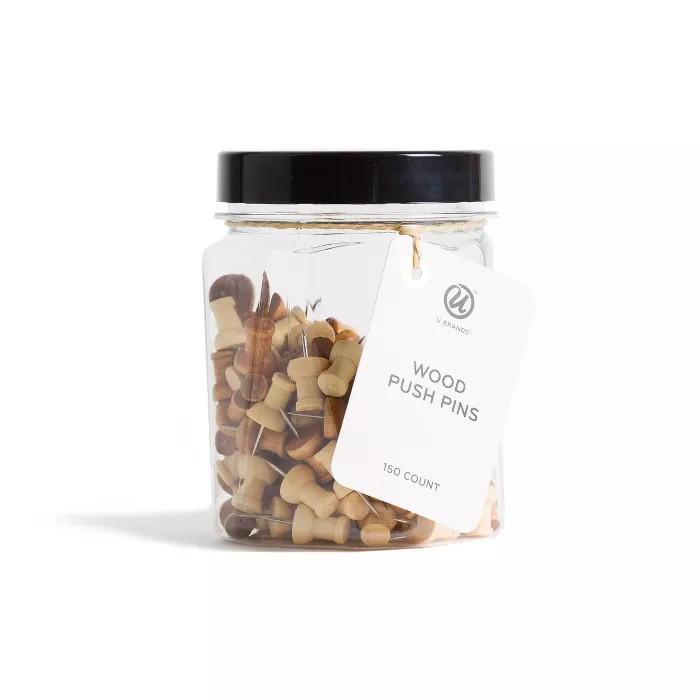 U-Brands 150ct Wooden Push Pins with Jar | Target