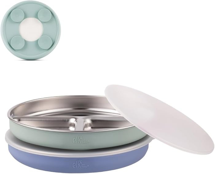 Elk and Friends Stainless Steel Divided Plates with Silicone Sleeve for Babies & Toddlers | Lids ... | Amazon (US)
