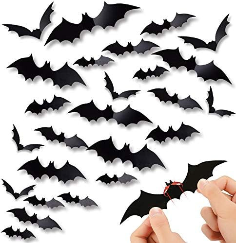 60PCS Halloween 3D Bats Decoration, DIY Scary Wall Bats Wall Decal Wall Stickers 4 Different Size... | Amazon (CA)