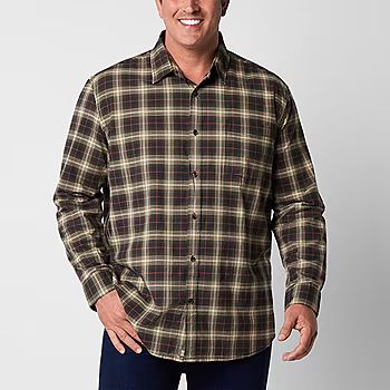 mutual weave Big and Tall Mens Regular Fit Long Sleeve Plaid Button-Down Shirt | JCPenney