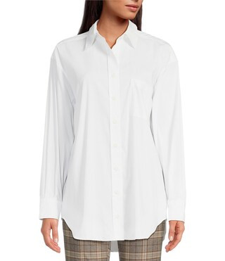 Prep Cotton Blend Point Collar Long Sleeve Button Front Blouse | Dillard's