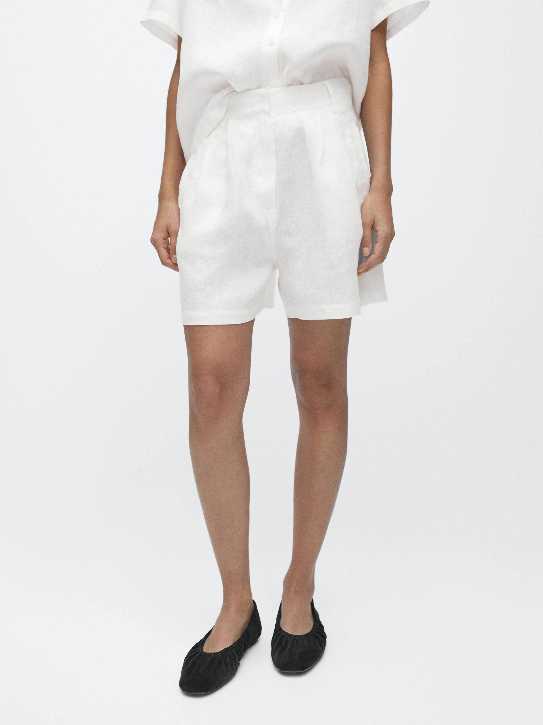 100% linen long Bermuda shorts with darts | Massimo Dutti US