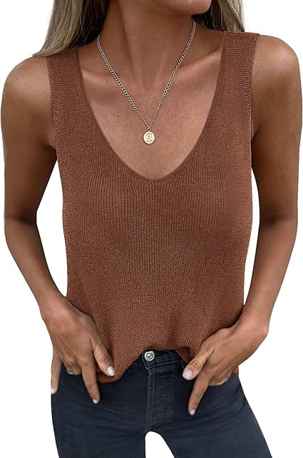 BTFBM Sweater Vest Women 2026 Spring Summer Sleeveless V Neck Ribbed Knit Basic Loose Fit Tank To... | Amazon (US)