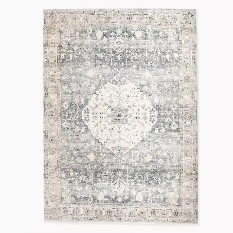 Rosette Dusty Aqua Area Rug, 7x9 | Kirkland's Home