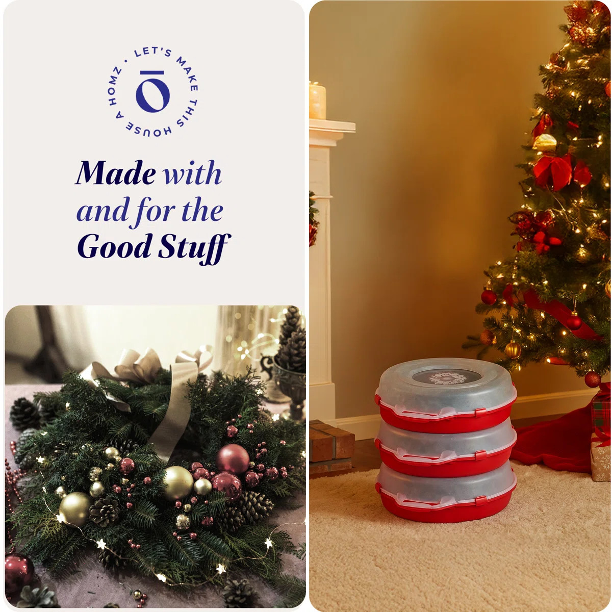 Homz 24 Inch Seasonal Holiday Christmas Plastic Wreath Storage Box (Set of 3) | Wayfair North America