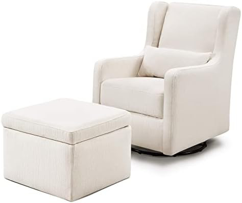 Carter's by DaVinci Adrian Swivel Glider with Storage Ottoman in Performance Cream Linen, Water Repe | Amazon (US)