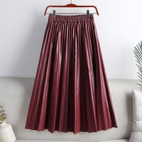 Vegan Leather Pleated Skirt Burgundy | Etsy (US)