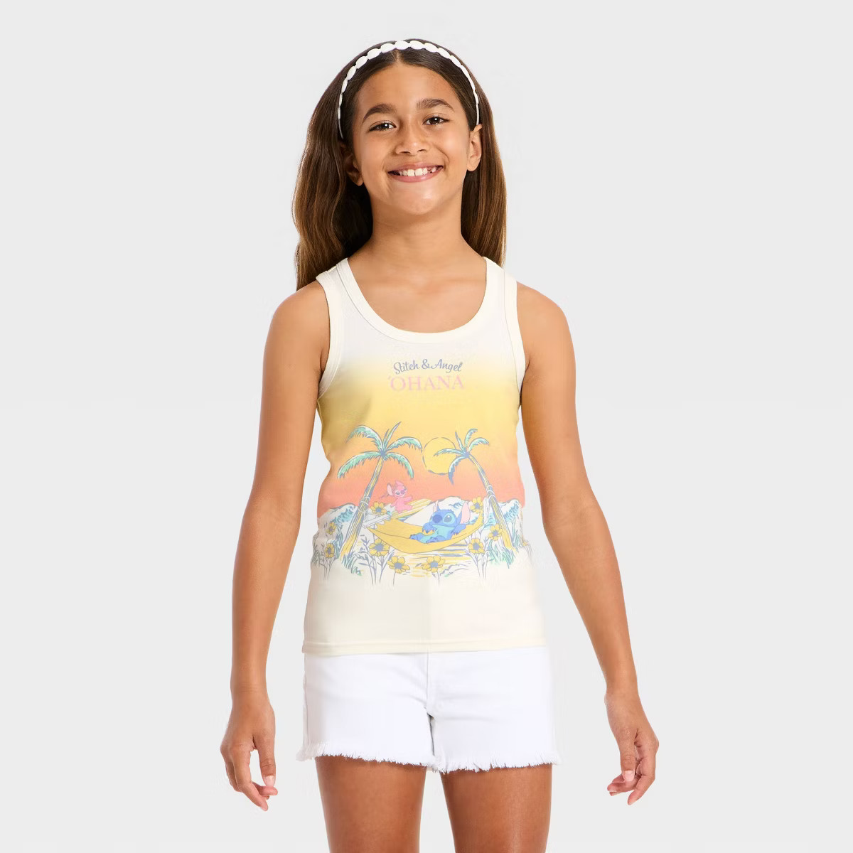 Girls Disney Stitch and Angel Tank Top - Pink | Target