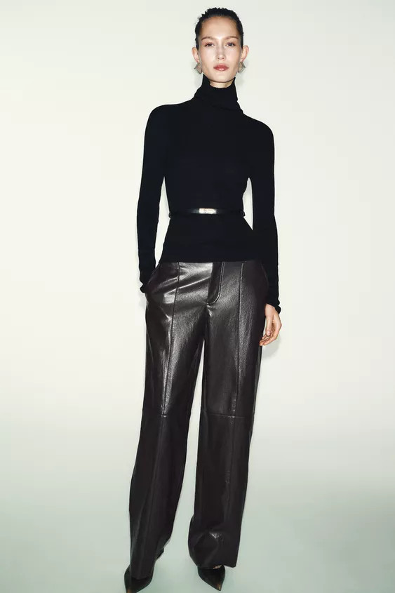 100% WOOL HIGH NECK JUMPER WITH BELT | Zara UK