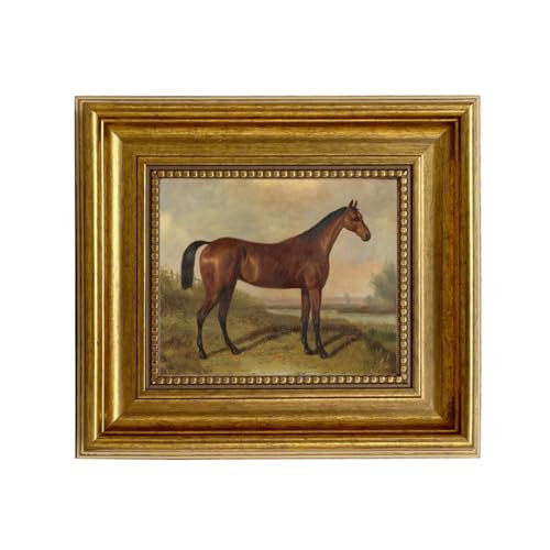 Schooner Bay Co. – William Barraud Hunter in Landscape Oil Painting Print on Canvas in Antiqued Gold Frame Home Wall Art Décor Equestrian Horse Ready To Hang (8-1/2" x 9-1/2", Antiqued Gold Frame) | Amazon (US)