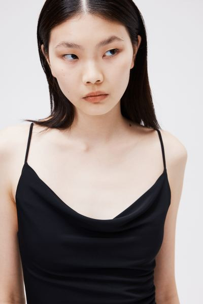 Draped Cowl-neck Dress - Black - Ladies | H&M US | H&M (US + CA)