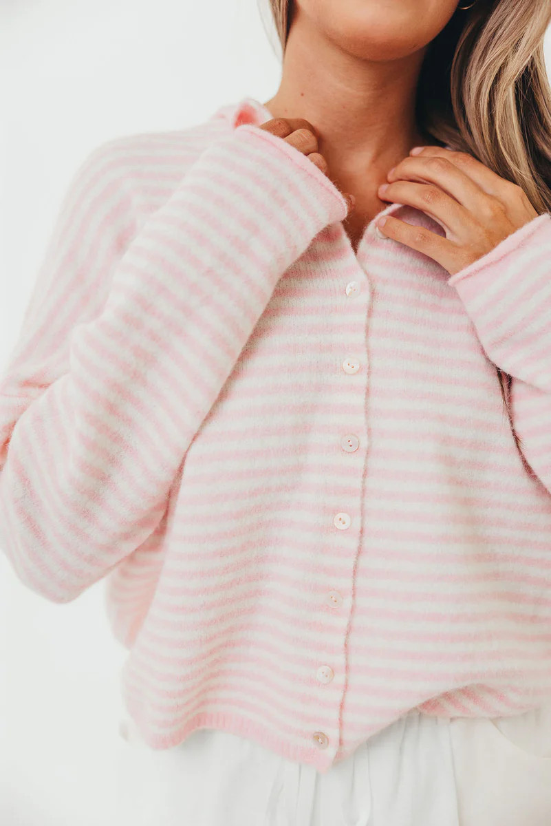 Piper Mini Stripes Cardigan in Pink | Worth Collective