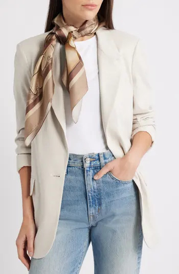 Stacked Tabby Print Silk Square Scarf | Nordstrom