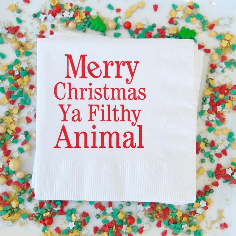 Merry Christmas Ya Filthy Animal Napkins | Etsy (Global)