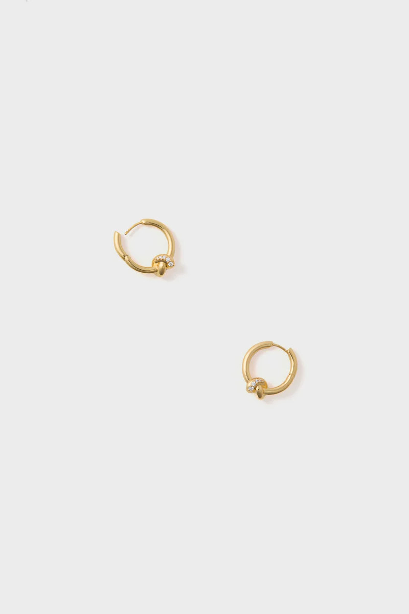 Gold Lucy Williams Pave Knot Small Hoop Earrings | Tuckernuck (US)