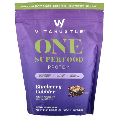 VitaHustle, One Superfood Protein, Blueberry Cobbler, 1.35 lbs (615 g) | iHerb