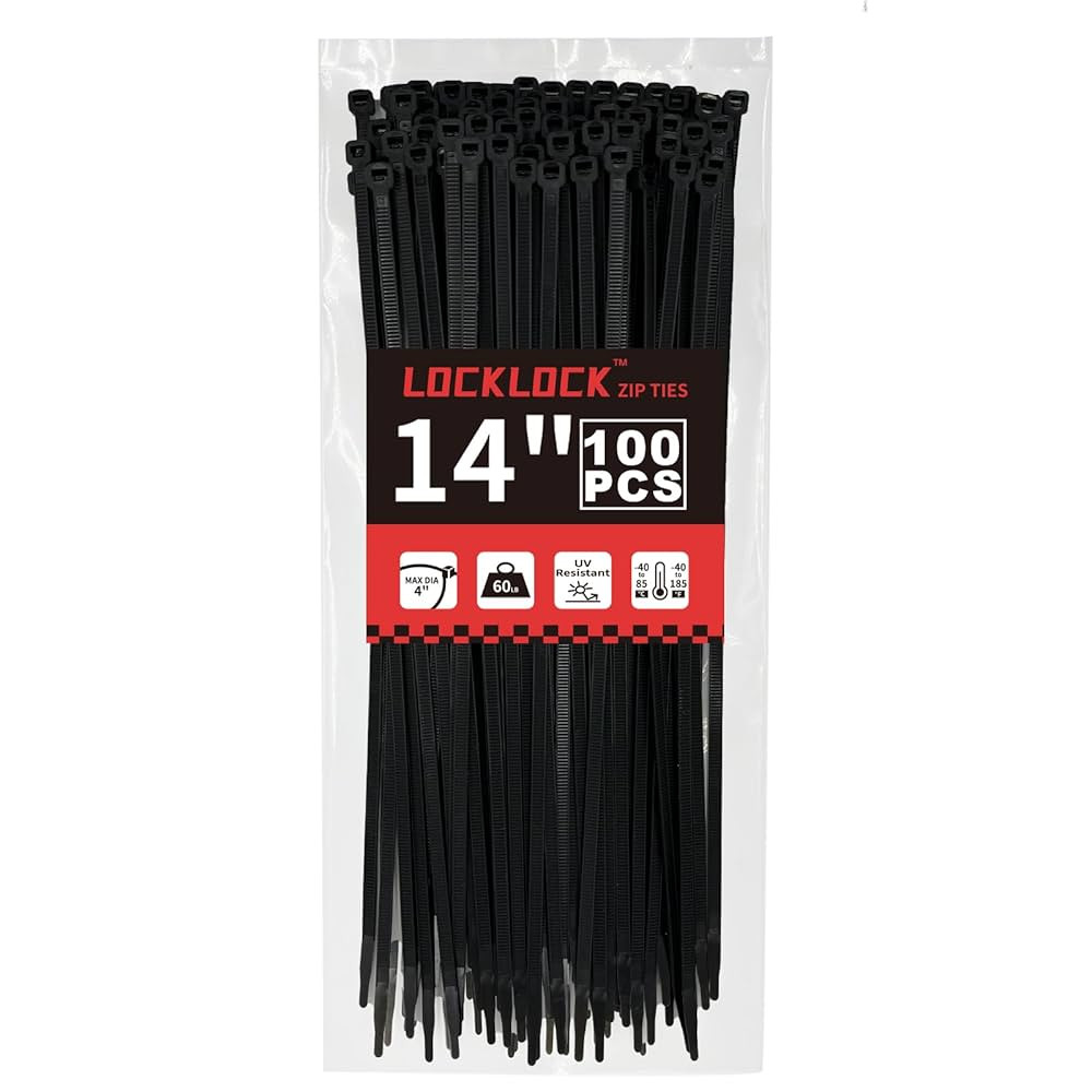 Zip Ties 14 inch(100 Pack), 60 lb, Black Heavy Duty Wire Ties, UV Resistant Cable Ties for Indoor... | Amazon (US)