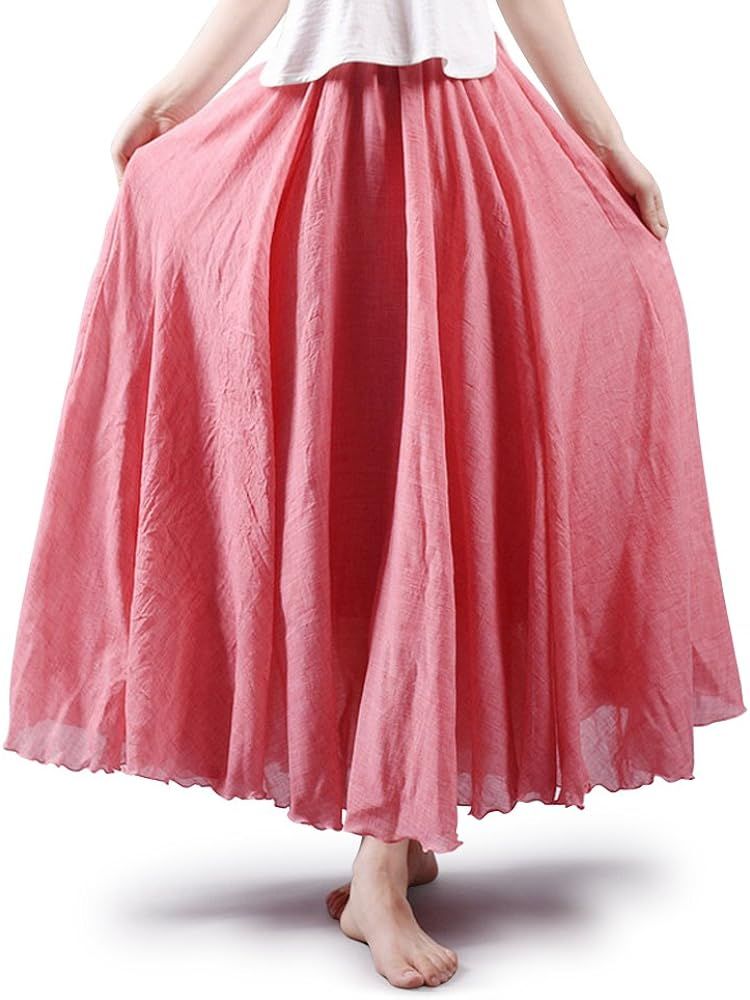 Women's Bohemian Elastic Waist Flowing Maxi Skirt | Amazon (US)
