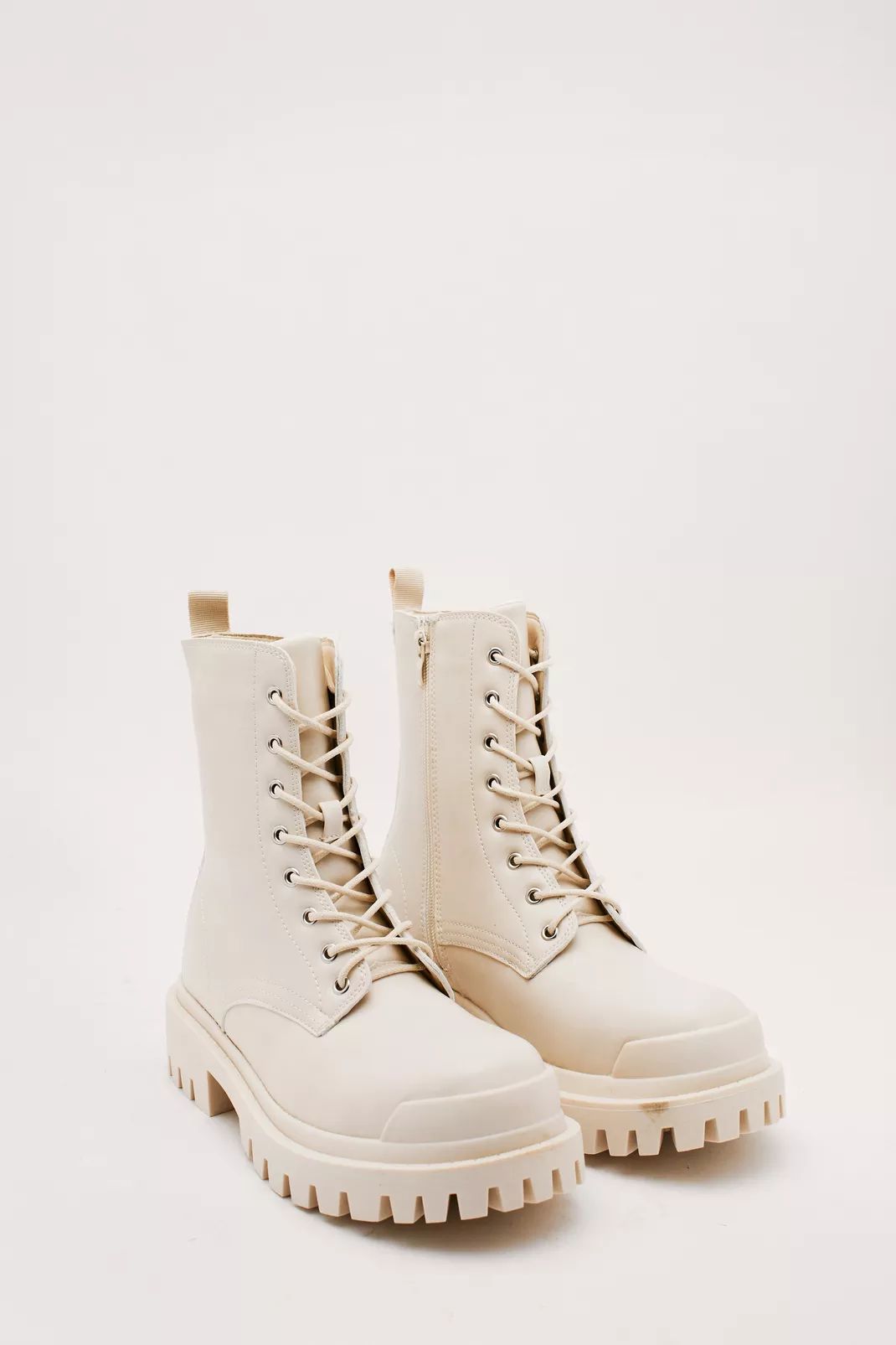 Faux Leather Cleated Biker Boots | Nasty Gal (US)