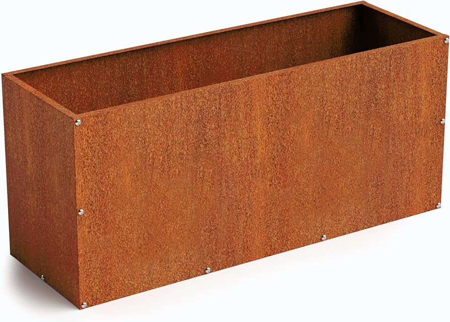 DIY CARTEL Corten Steel Rectangular Outdoor Planter Box, Rustic & Modern Farmhouse Design, Large ... | Amazon (US)