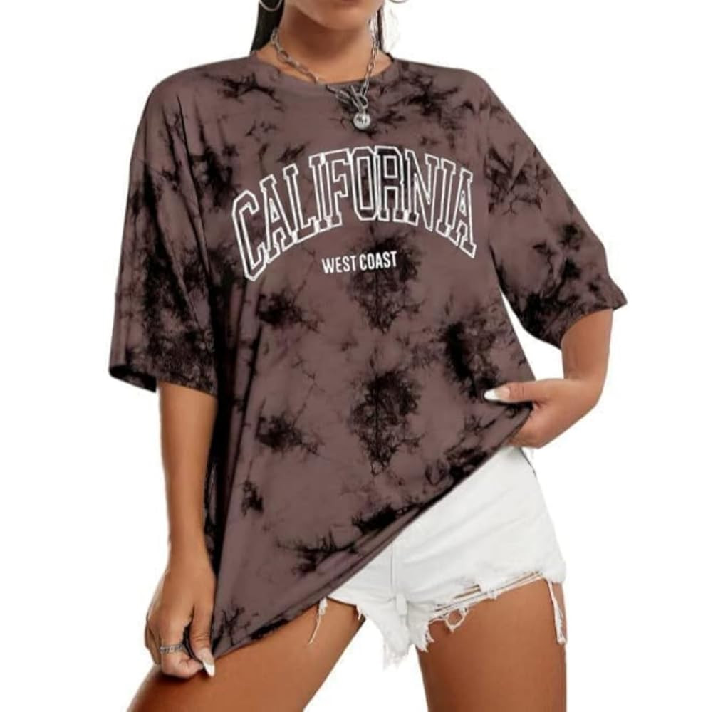 Avanova Women Graphic Letter Print Oversized T Shirt Short Sleeve Casual Summer Loose Fit Tee Top | Amazon (US)