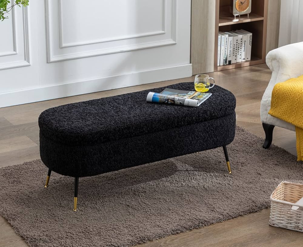 EALSON Modern Storage Bench for Bedroom End of Bed Lambswool Ottoman Bench with Metal Legs Uphols... | Amazon (US)