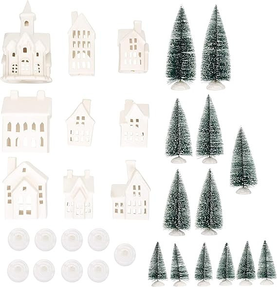 Mark Feldstein & Associates Winter Village LED Tea Light 31 Piece Porcelain Tabletop Christmas Fi... | Amazon (US)