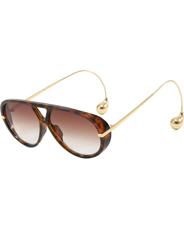 Oversized Retro Large Aviator Sunglasses for Women Tangle Free UV400 Protection Metal Trendy Fram... | Amazon (US)