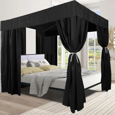 Black Canopy Bed Curtains - 4 Corner Post Queen Bed Canopy Curtains | Wayfair North America