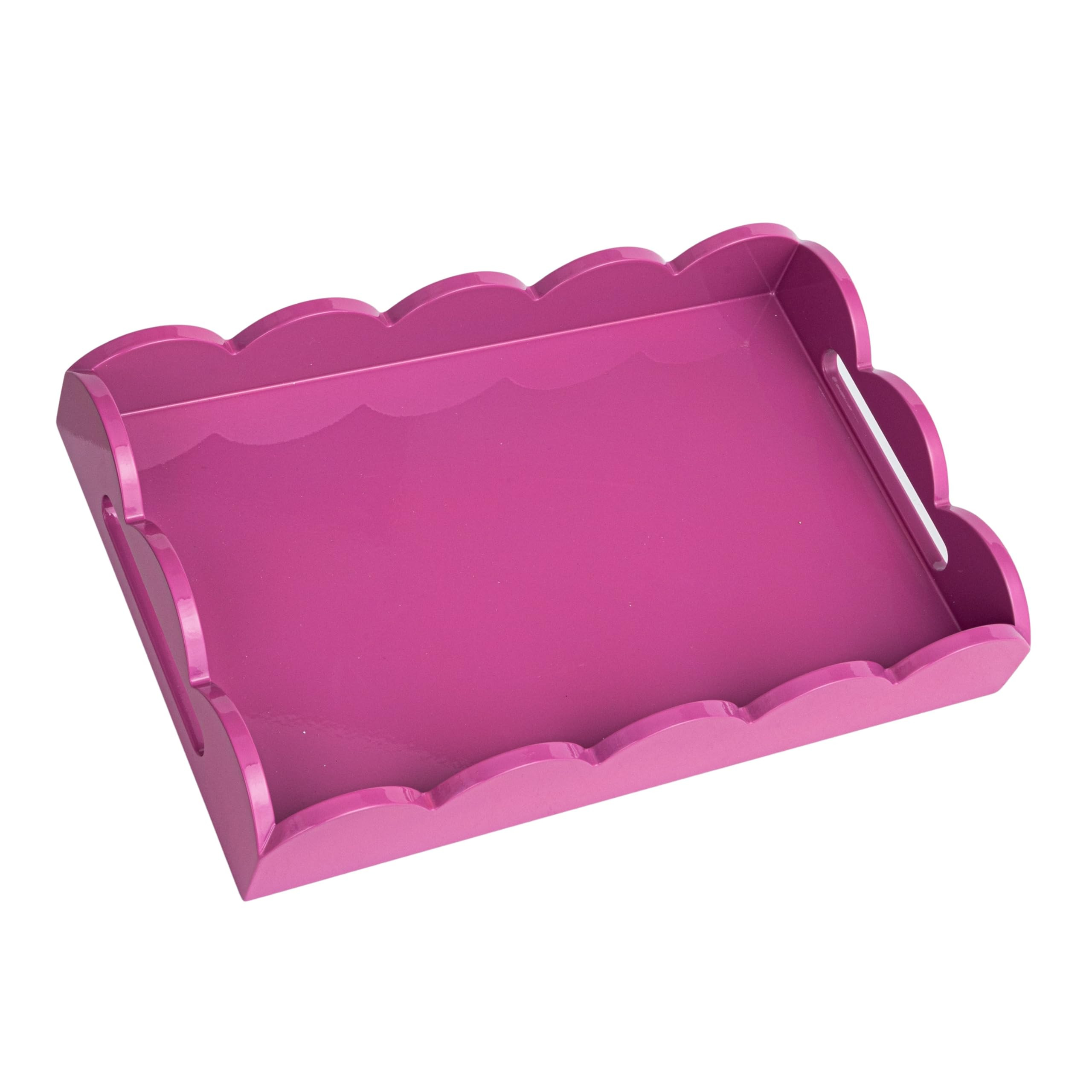 Creative Co-Op Wide Wood Tray, Fuchsia | Amazon (US)