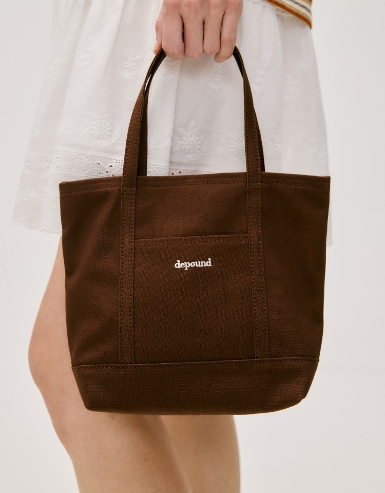 canvas mini tote bag - brown | Depound