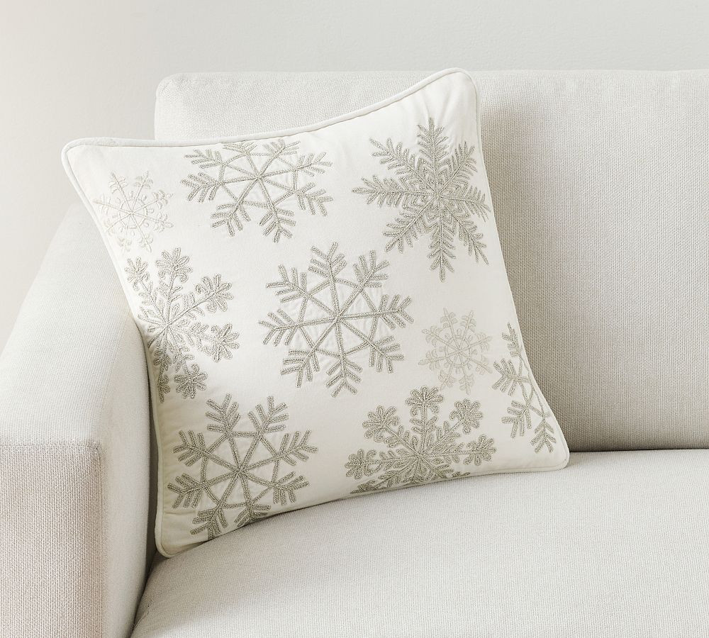 Snowflake Embroidered Pillow | Pottery Barn (US)