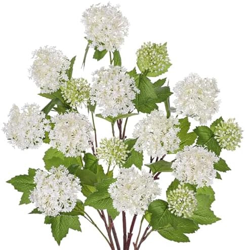 DILATATA Faux Hydrangea Flowers 24" White Artificial Hydrangea Spray with 3 Flower Heads, 5 Per B... | Amazon (US)