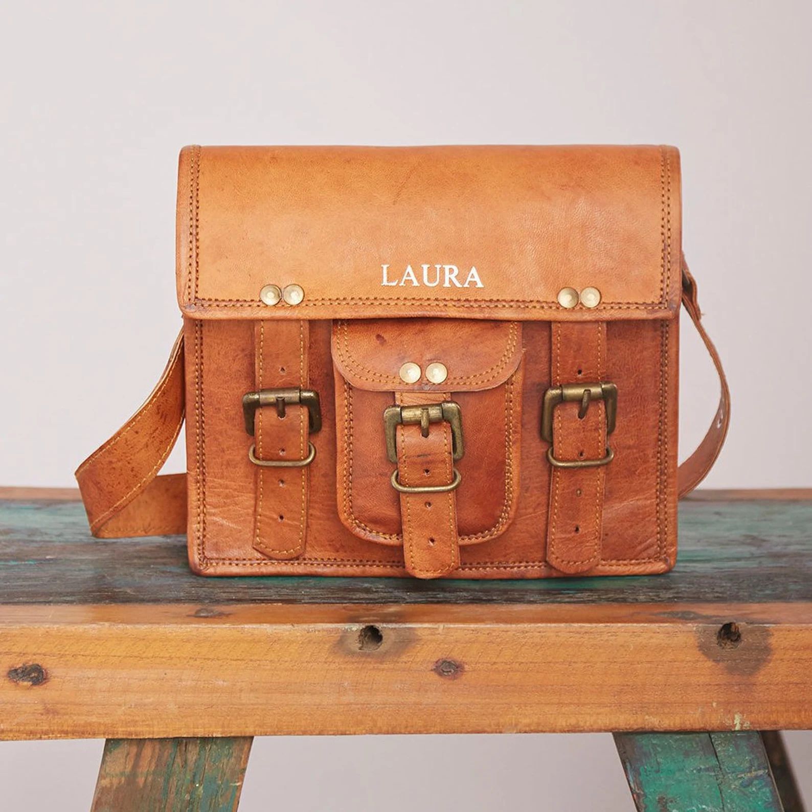 Personalised Vintage Style Leather Satchel Handmade Shoulder - Etsy | Etsy (US)