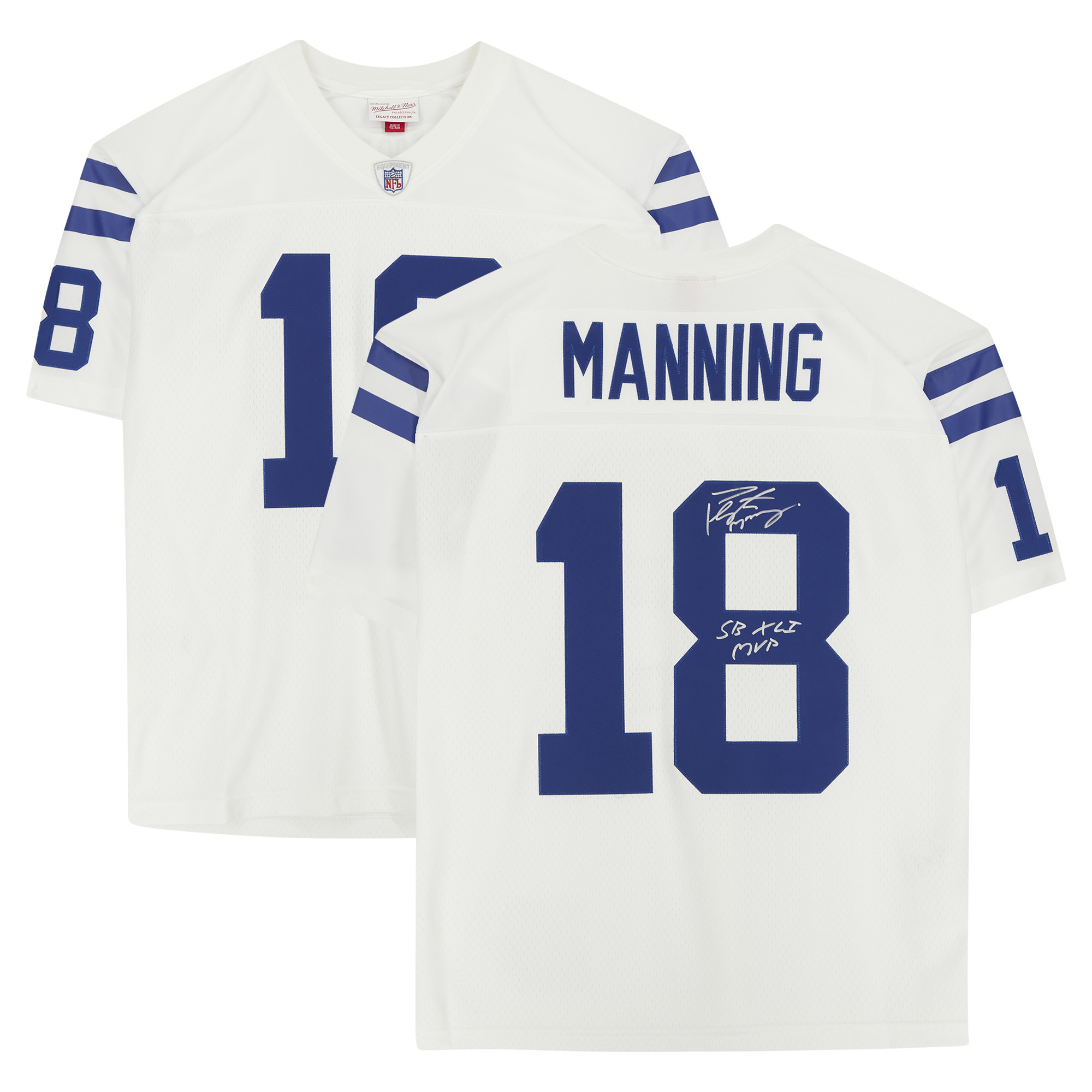 Peyton Manning Indianapolis Colts Autographed White Mitchell & Ness Replica Jersey with ""SB XLI MVP"" Inscription | Fanatics
